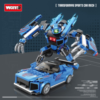 Woma Toys C3001 Ensemble de blocs de construction de voitures 2-en-1, jouet transformable robot-voiture en plastique ABS pour enfants