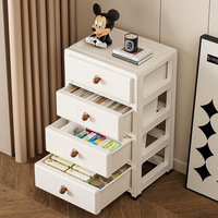 Table de chevet en plastique avec tiroirs de rangement, unité de rangement multi-niveaux pour chambre à coucher, design minimaliste, organisateur domestique