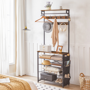 HOOBRO <span class=keywords><strong>Porte</strong></span>-<span class=keywords><strong>manteau</strong></span> en métal à 5 niveaux avec banc et rangement pour chaussures pour meubles de maison et couloir <span class=keywords><strong>industriel</strong></span> - Product Image 6