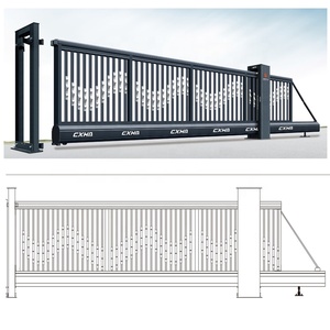Huatingtech en alliage d'aluminium système de porte d'allée électrique automatique portes coulissantes en porte-à-faux pour porte extérieure en métal d'appartement - Product Image 2