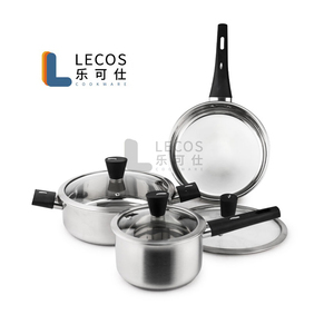 Lecos bán tốt nhất Bếp <span class=keywords><strong>cooktops</strong></span> cảm ứng đồ nấu nướng nấu ăn sets thép không gỉ 6 cái nồi và Pan với Glass có nắp đậy - Product Image 1