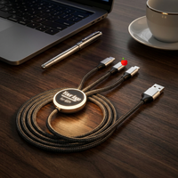Elegante Recuerdo de Boda, Cable de Carga 3 en 1 Tipo-C con Nombre Personalizado y Logotipo Luminoso para Computadora, Recuerdo de Fiesta Privada