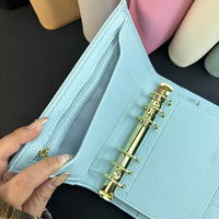 Portefeuille de budget en cuir végétalien personnalisé avec logo, format A5/A6, pour argent liquide, carnet de voyage, agenda, organiseur à 6 anneaux dorés