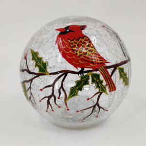 Vente en gros de lampes boule de verre craquelée lampes de table à motif d'oiseau cardinal <span class=keywords><strong>veilleuse</strong></span> LED alimentée par batterie pour fête d'anniversaire - Product Image 1