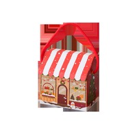 Boîte cadeau rigide en forme de petite maison de Noël en rouge - Boîte cadeau créative en forme de maison de dessin animé pour biscuits et bonbons avec gaufrage