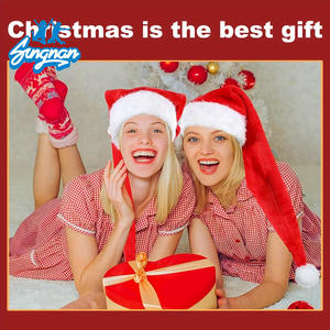 क्रिसमस लंबे समय तक लाल हरे रंग की पट्टियों के लिए छुट्टी पार्टी सजावट के लिए वयस्कों के लिए टोपी थोक - Product Image 3