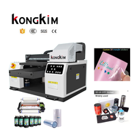 Kongkim A3-Impresora automática de cama plana UV LED, pluma digital de inyección de tinta de 1 año para caja de teléfono de madera, máquina de impresión de pegatinas de película UV DTF