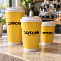 Gobelets en papier personnalisés jetables de 16 oz, 12 oz et 8 oz avec couvercles imprimés avec logo pour boissons chaudes et froides, gobelets à café et à thé en papier à double paroi