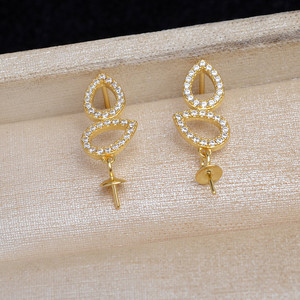 Accessoires de bijoux en argent S925, double perle, nœud dynamique, boucle d'oreille DIY, perle vide, support pour perles de 5 à 10 mm, pour trouvailles de bijoux de 5 à 10 mm - Product Image 2