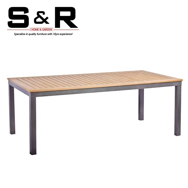 Nouveau Style En Gros Confortable de Meubles en aluminium rectangle table table à manger en bois de teck