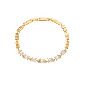 Sweet Sugar Cube <b>Bracelet</b> Gold Colored Zircon Gemstone Claw Setting Party Jewelry - Product Image 5
