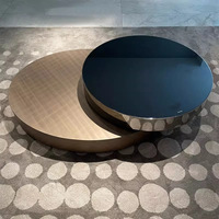 Table basse ovale rotative en acier inoxydable, design minimaliste moderne et luxueux, mobilier de décoration de haute qualité pour la maison
