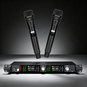 Système de microphone sans fil professionnel UHF True Diversity 2 canaux avec micros portatifs, synchronisation IR, longue portée pour églises, OEM ODM - Product Image 1