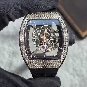 Reloj de Pulsera para Hombre, Estilo Real Élite, Caja de Oro Rosa, con Diamantes, Esqueletizado, Mecánico Automático, Resistente al Agua, Luminoso, a la Moda - Product Image 1