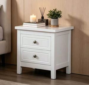 Premium Solid Wood 2 Drawer Nightstand, White Painted Storage Bedside Cabinet for Bedroom Home Furniture <b>Night</b> <b>Stand</b> - Product Image 5