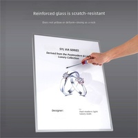 Nouvelle enseigne publicitaire lumineuse rectangulaire en aluminium avec éclairage LED extractible, ultra-mince, murale, en verre trempé, pour menu