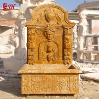Fontaine d'eau d'extérieur, murale en marbre blanc, pour jardin 3 m