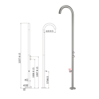 Colonne de douche extérieure pour piscine, en acier inoxydable brossé 316L, avec valve en céramique, à poser au sol