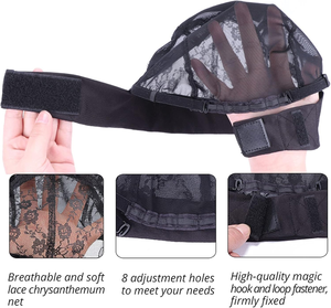 Giá rẻ tóc Net đàn hồi Headband Tóc Giả mũ để làm lưới lưới nắp có thể điều chỉnh ma thuật Sticker móc tóc giả Headband mũ - Product Image 4