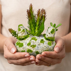 Plante succulente artificielle en forme de spire de désert, pot en pierre, style jardin zen, décoration d'intérieur, centre de table de bureau, idée cadeau XL - Product Image 2