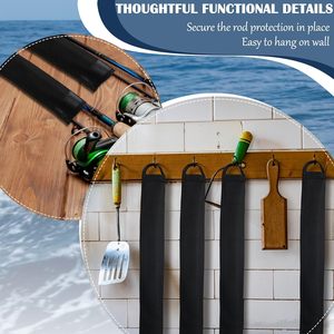Lot de 6 housses de <span class=keywords><strong>canne</strong></span> à pêche en néoprène avec boucle de suspension intégrée et cordon réglable, compatibles avec les cannes à lancer, à bobine et à <span class=keywords><strong>mouche</strong></span> - Product Image 4