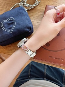 Compatible con Watch 11 SE <span class=keywords><strong>SSeries</strong></span>, correa de reloj de cuero para mujer, decoración de cristal con diamantes de imitación en forma de corazón, correa de muñeca a la moda, regalo elegante - Product Image 6