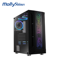 Casing ATX A03 Gamer Dengan Kaca Tempered dan Lampu LED Strip, Casing Gaming Komputer, Casing PC Gamer, Casing Desktop RGB, Boitier PC
