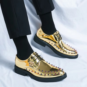 Chaussures de mariage Oxford haut de gamme pour hommes, style italien, en cuir véritable, imperméables, amortissantes, antidérapantes, intemporelles, faites à la main - Product Image 5