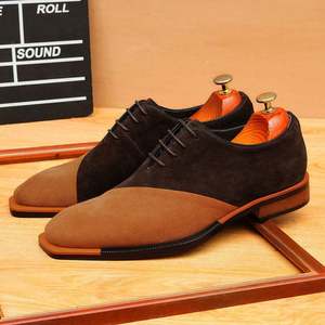 Chaussures Oxford pour hommes bicolores, cousues, style business décontracté, formelles britanniques, à lacets, bout carré, antidérapantes, respirantes et légères, pour l'automne - Product Image 4