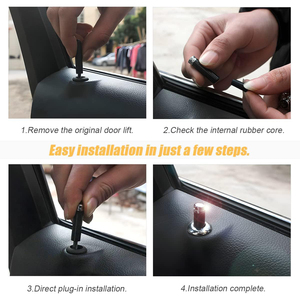 4 buah serat karbon kunci pintu mobil Pin penutup Interior Otomatis kendaraan pintu tarik kenop dekoratif Aksesori Mobil - Product Image 6
