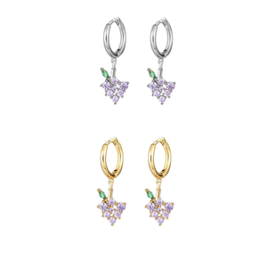 Boucles d'oreilles créoles en argent plaqué <span class=keywords><strong>or</strong></span> 18 carats de haute qualité pour femmes, cerises, pommes, ananas, bananes, pastèques et fruits - Product Image 5