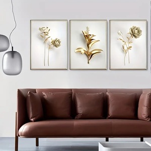 Pittura di fiori d'oro pittura di porcellana ancora in vita di cristallo decorazione per la casa di arte della parete - Product Image 3