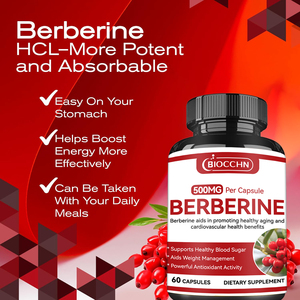 Berberine-Kapseln unterstützen gesundes Altern und kardiovaskuläre Gesundheit - Nahrungsergänzungsmittel-Kapseln - Product Image 4
