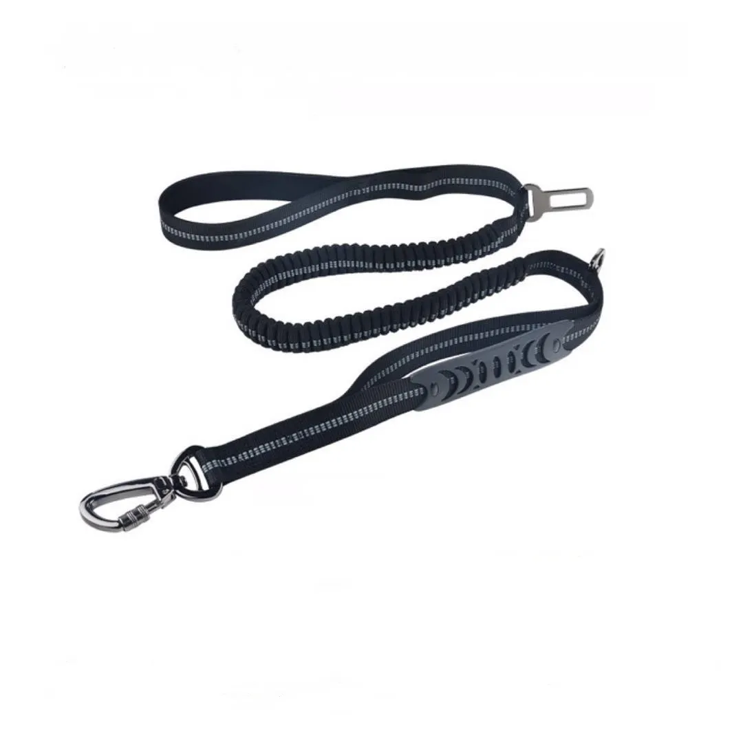 Manufacturer Reflective 6FT Zero Shock Absorbing Bungee Rope Lead Car Safety Buckle Dog Leash with Padded Neoprene Handle