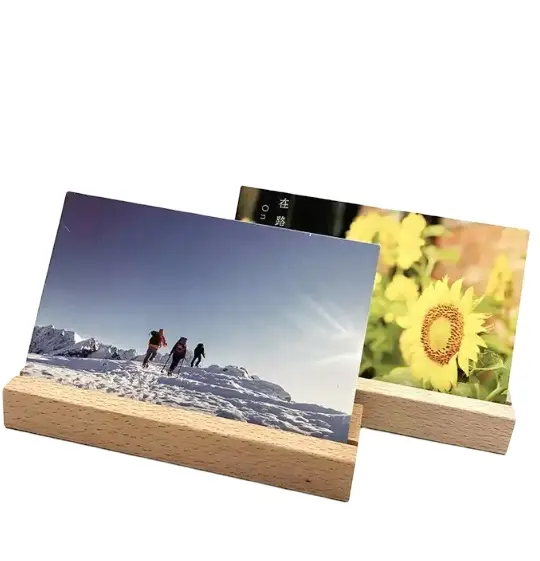 Factory custom wooden card stand name rack desktop card hold display