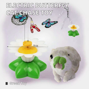 Jouet pour chat papillon volant électrique rotatif à 360 degrés, écologique, pour chatons, jeu de poursuite interactif, jouets pour animaux de compagnie avec mouvements d'oiseaux - Product Image 2