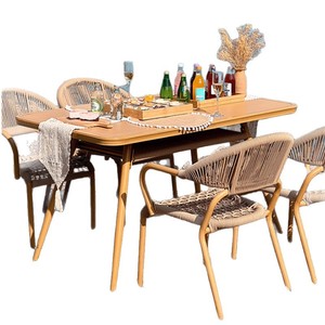 Conjunto de Muebles de Jardín, <span class=keywords><strong>Mesa</strong></span> y Sillas para Exteriores, Resistentes al Agua y a los Rayos UV, para Terrazas, Patios y Jardines, Sillas de Mimbre - Product Image 3