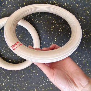 POWERMAN FITNESS Heavy Duty Wooden Fitness Rings, Non-Slip Grip for <strong>Pull</strong> <strong>Ups</strong> and <strong>Dips</strong> - Product Image 2