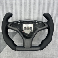Volant en fibre de carbone mat avec poignée en cuir lisse, chauffage en option, pour Tesla Model X Y 3 S, accessoire intérieur de voiture