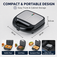 Machine à sandwich portable 12V/24V pour voiture avec plaques de cuisson antiadhésives pour les voyages en plein air