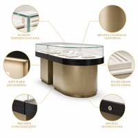 Vitrine à bijoux LED en métal, bois et verre, éclairage LED, écologique, recyclable, durable, pour les magasins de bijoux