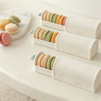 Boîte d'emballage de luxe en carton pour macarons, style tiroir en lin, avec logo personnalisé, pour mariage, biscuits, bonbons et aliments