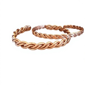 Luxury Handmade <b>Copper</b> <b>Bracelet</b> For Women With Antique Texture And Elegant Adjustable Wrist Design - Product Image 1