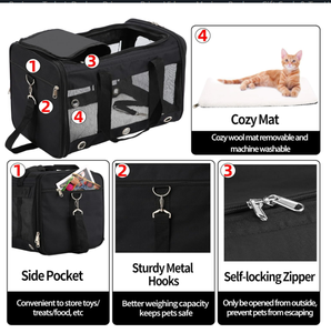 Yüksek kalite dayanıklı Oxford malzeme evcil hayvan taşıyıcı torba genişletilebilir havayolu onaylı büyük seyahat kedi taşıyıcı katı Pet kafesleri - Product Image 3