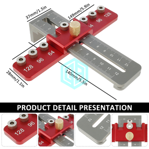 Guide de perçage en alliage d'aluminium Outil de menuiserie Outil de gabarit Poignées de <span class=keywords><strong>placard</strong></span> Boutons de trou Gabarit de quincaillerie d'armoire - Product Image 3