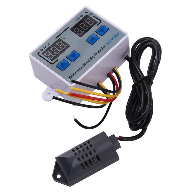 XK-W1099 Dual Display Digital Temperature Humidity Controller DC 12V 24V AC 110-220V Thermostat Humidistat Regulator Incubator