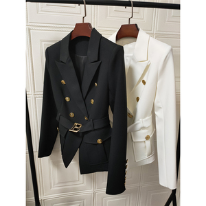 <span class=keywords><strong>Blazer</strong></span> fabbrica di lusso stile classico ufficio bianco <span class=keywords><strong>nero</strong></span> donna <span class=keywords><strong>Blazer</strong></span> tascabili <span class=keywords><strong>con</strong></span> Blet - Product Image 2