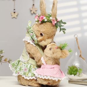 Conejo de Pascua de Paja Natural, Conejita y Niños de Pie, Decoración de Primavera, Pascua, MOQ 100 Piezas - Product Image 3