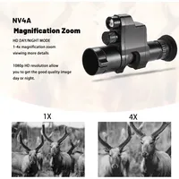 Monokuler Penglihatan Malam Inframerah NV4A 4X Zoom Kamera Video HD Layar Bulat Crosshair Dapat Dipasang untuk Berburu Malam Hari Teropong Digital IR