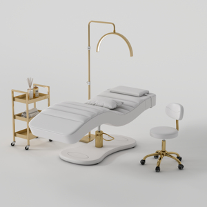 Cama de Belleza Eléctrica de Lujo con 3/4 Motores, Moderna, de Cuero PU, para Tratamientos Faciales y Spa, con Base de Luz LED, Cama para Pestañas - Product Image 4